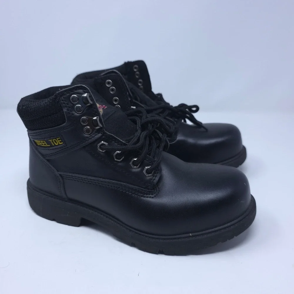 Brahma Mens Steel Toe Work Boots Black Leather MNBR46DP003 Size 6.5W